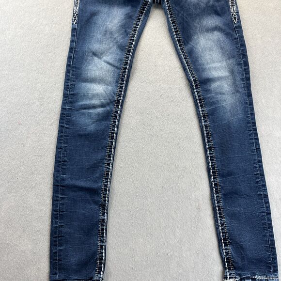 ROCK REVIVAL Yui Womens Skinny Jeans Tag Size 26 Low Rise Dark Wash - Picture 5 of 16